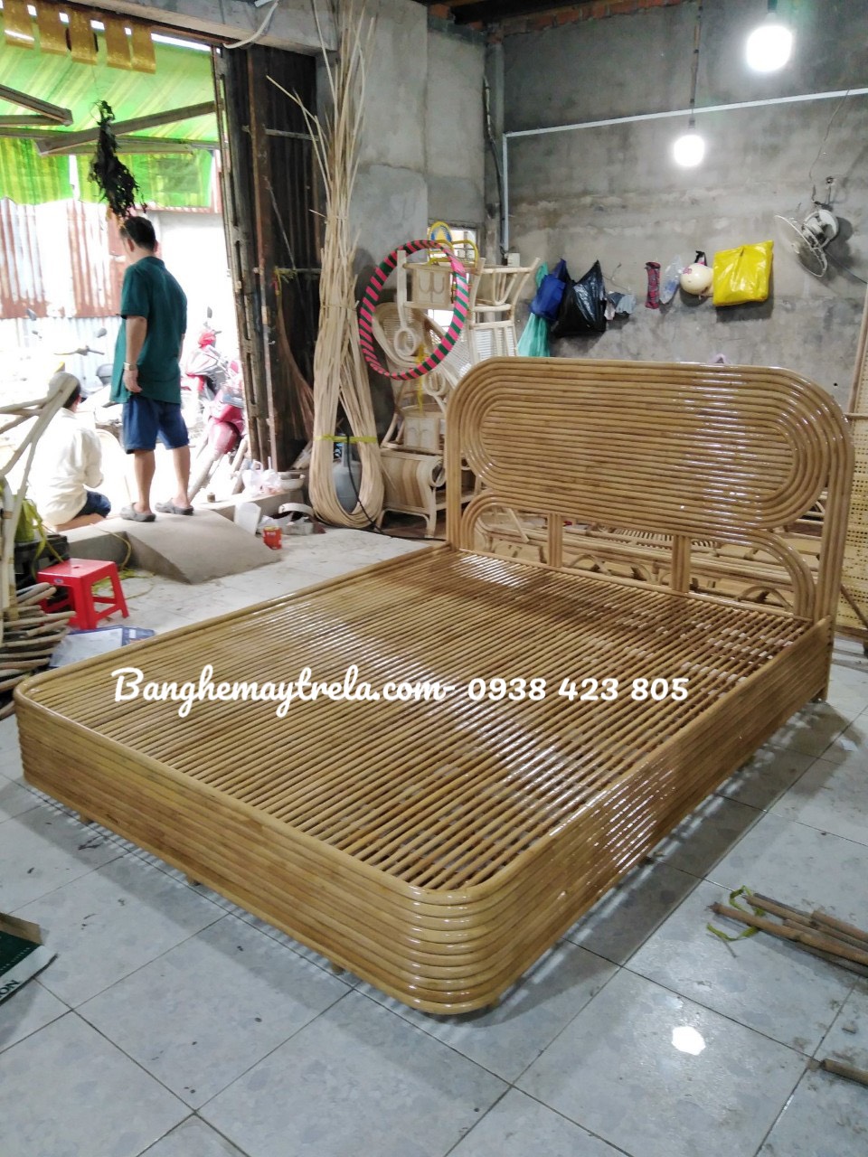 Giường mây tre đan phòng ngủ